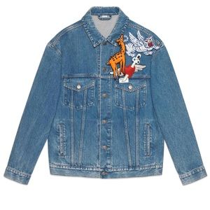 Gucci Limited Edition Blue Denim Jacket with Gucci Brooches